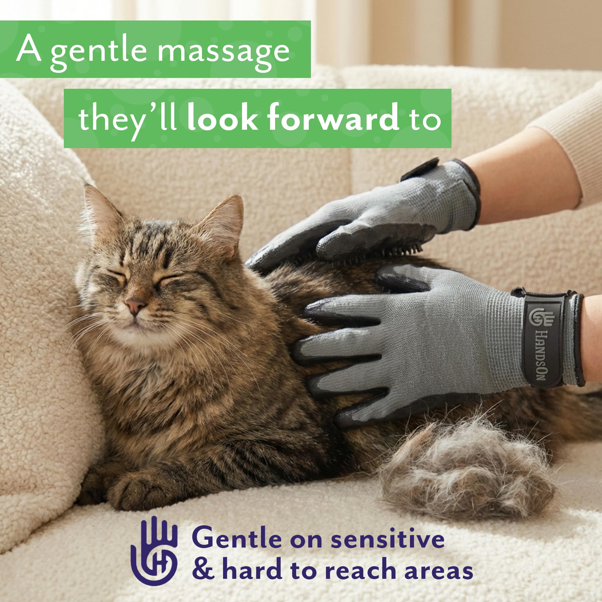 H HANDSON Pet Grooming Gloves in the Mono Purple color.