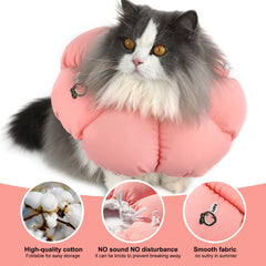 H HIDREAM cat cone collar with its adjustable elastic visible.