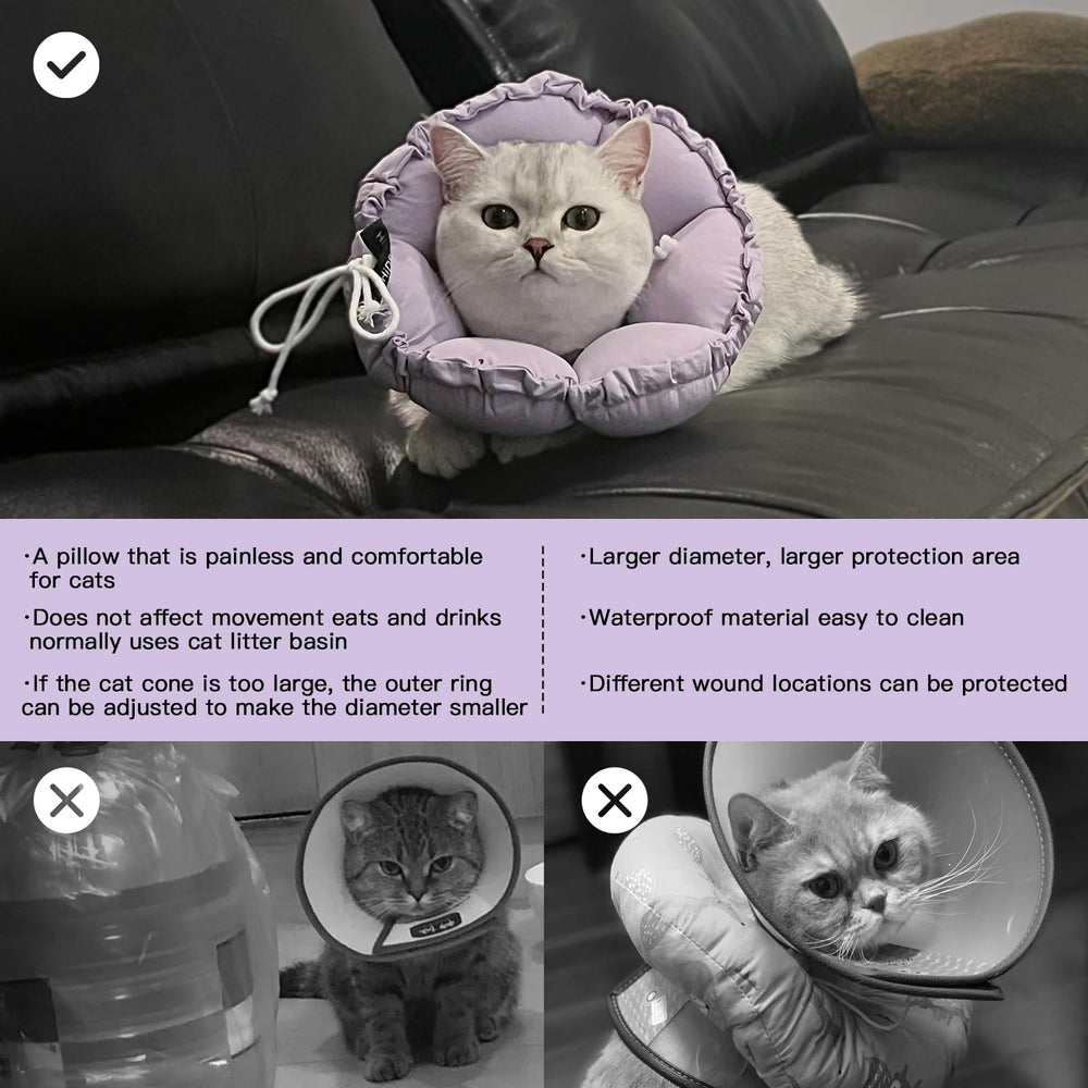 H HIDREAM cat cone collar shown from a rear angle with its neck opening.