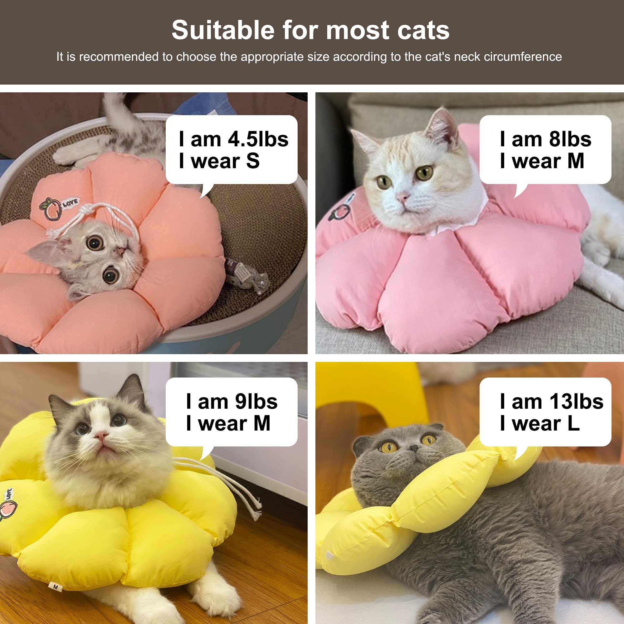 H HIDREAM cat cone collar shown while a cat eats.
