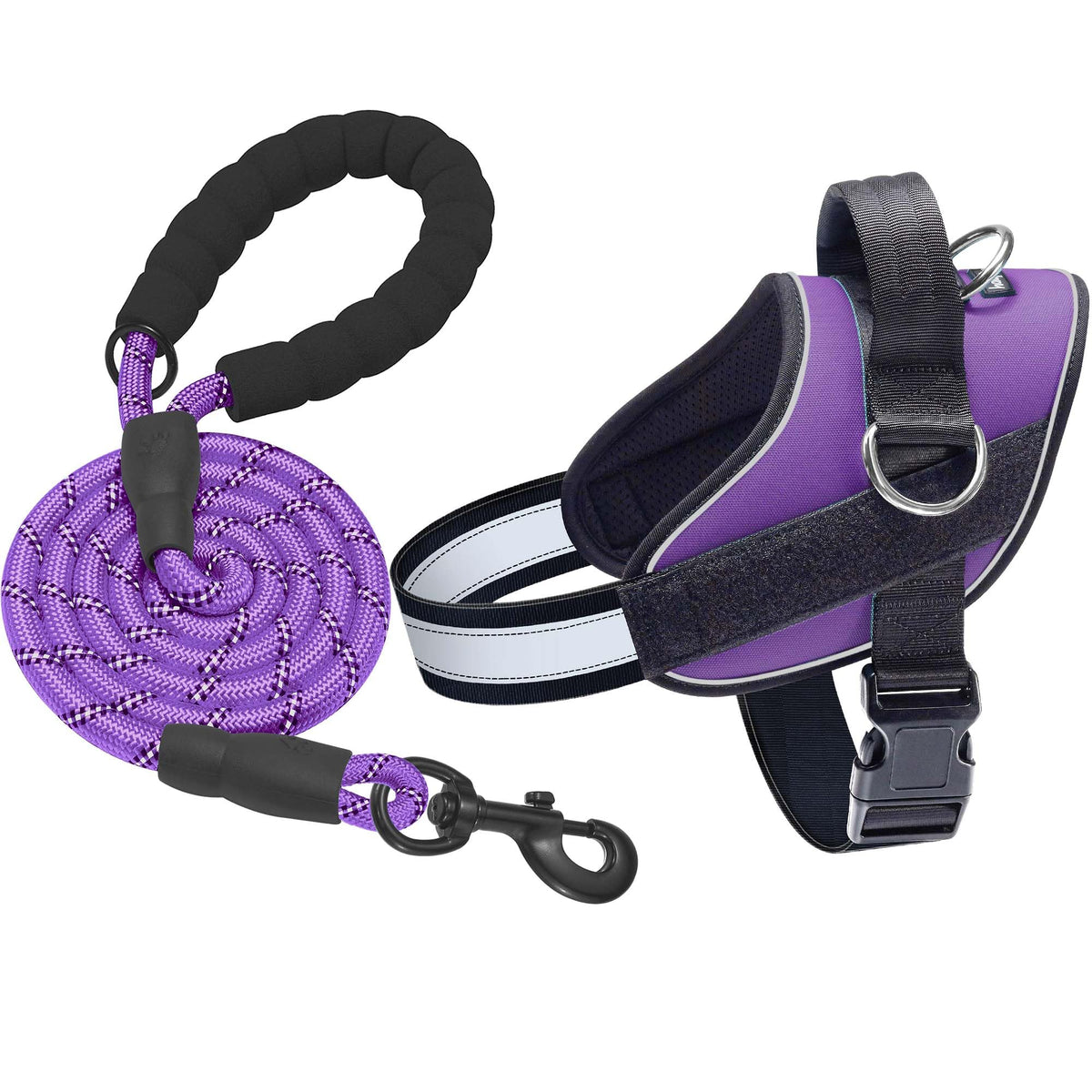 Haapaw dog harness shown from the front in purple.