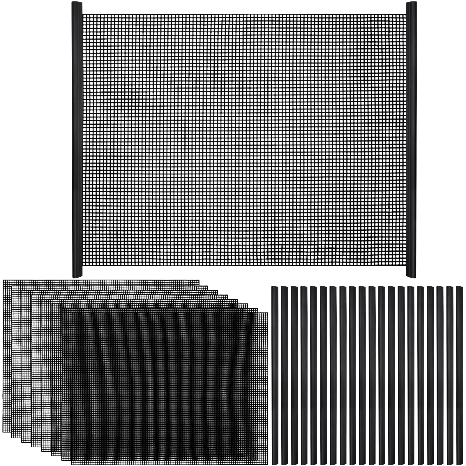 Haiabei aquarium mesh divider kit showing the black sheets and sliding bars.
