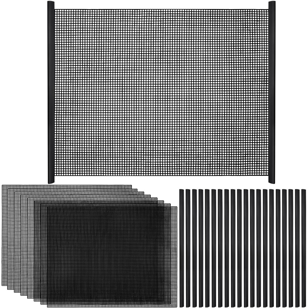 Haiabei aquarium mesh divider kit showing the black sheets and sliding bars.