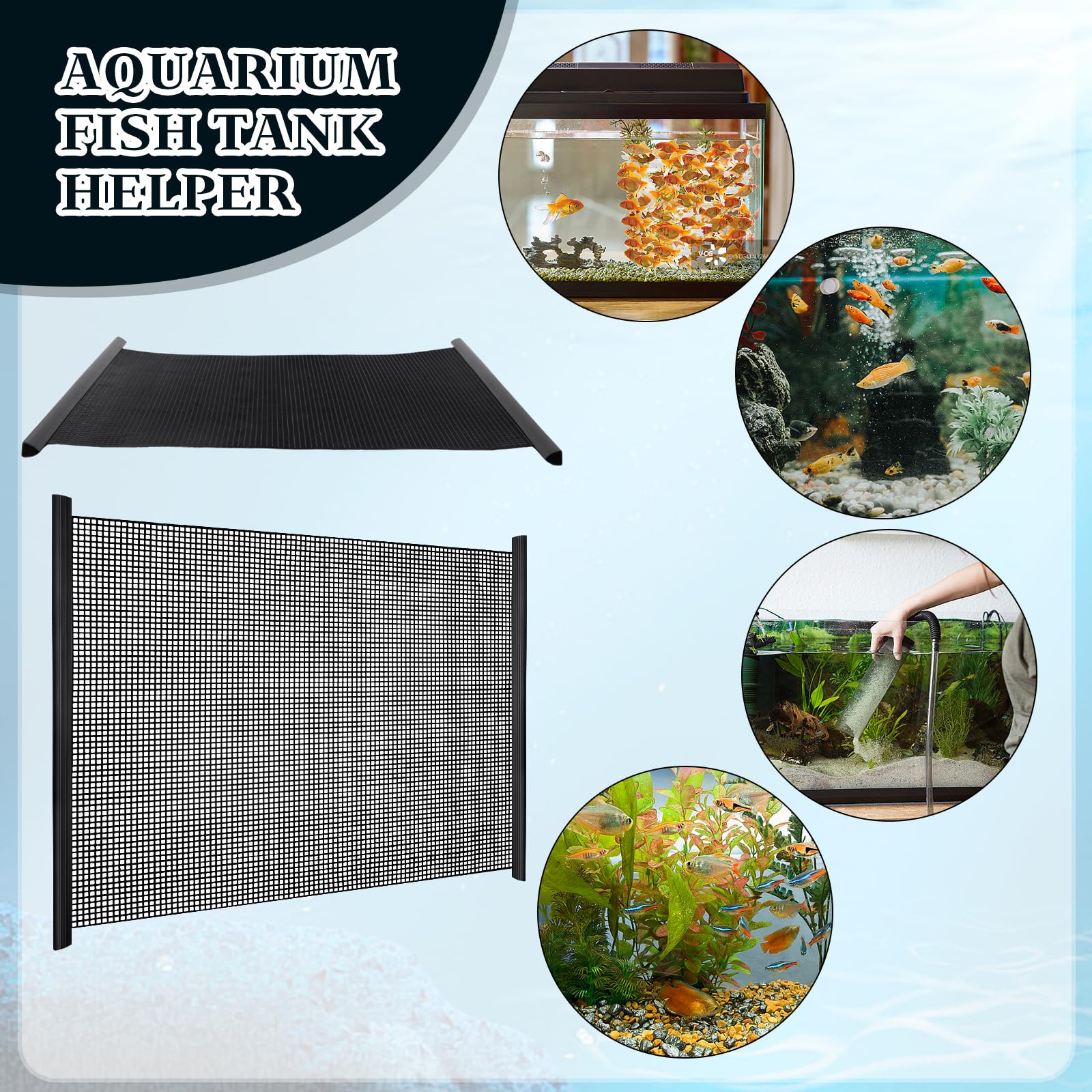 Haiabei aquarium mesh divider positioned as a partition inside a fish tank.