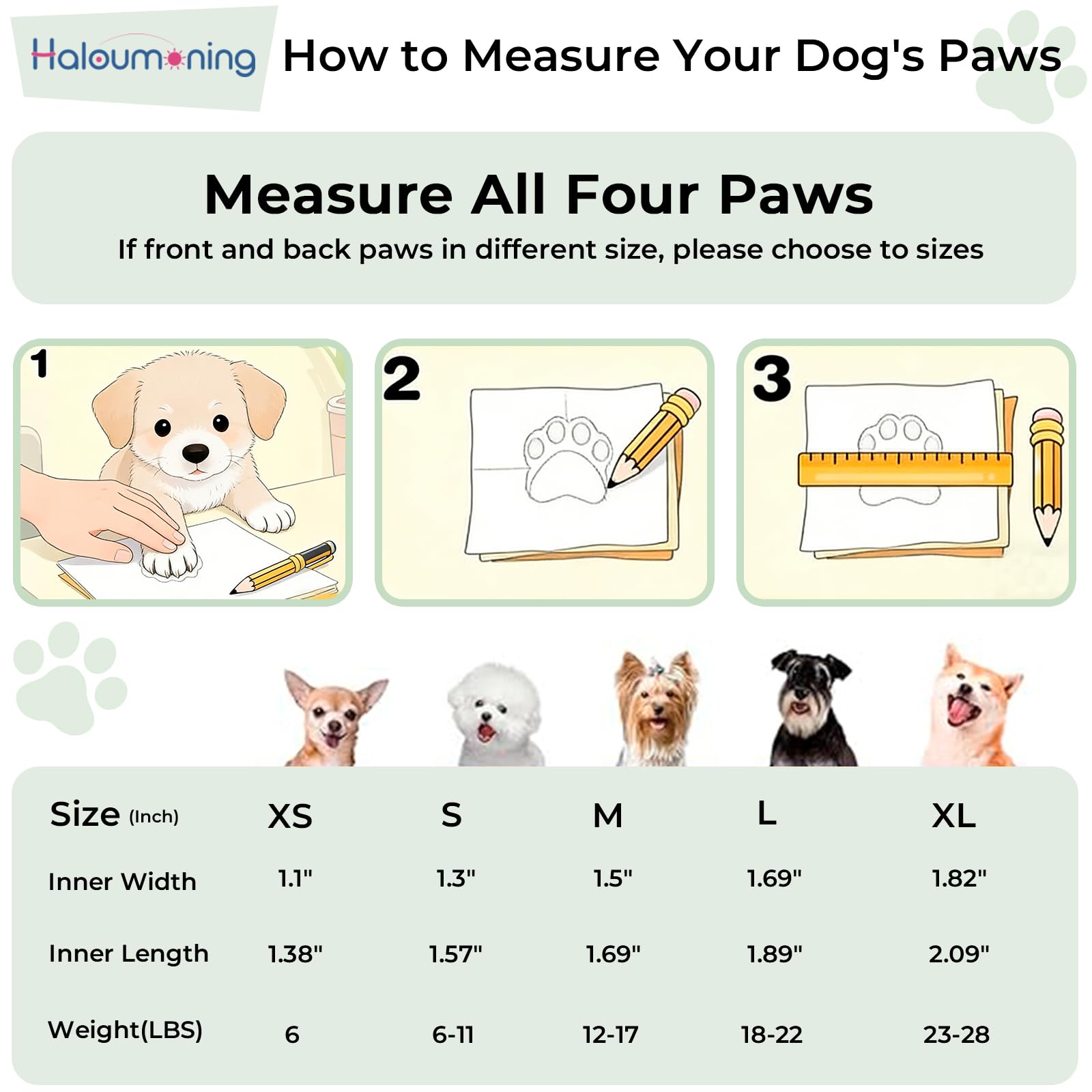 Haloumoning dog boots showing the adjustable hook-and-loop strap.