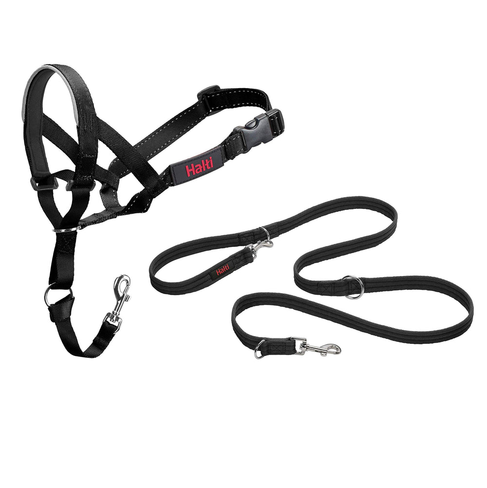 Halti headcollar and training leash bundle shown together in black.