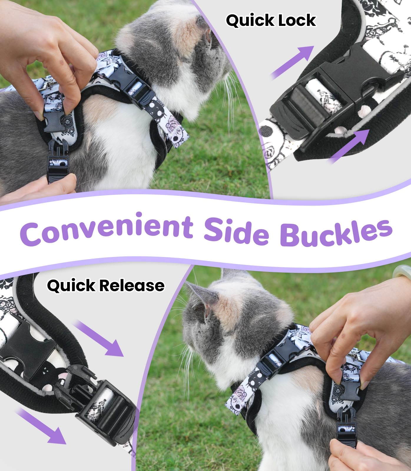 Adjustable straps shown on the Halypet cat harness set.