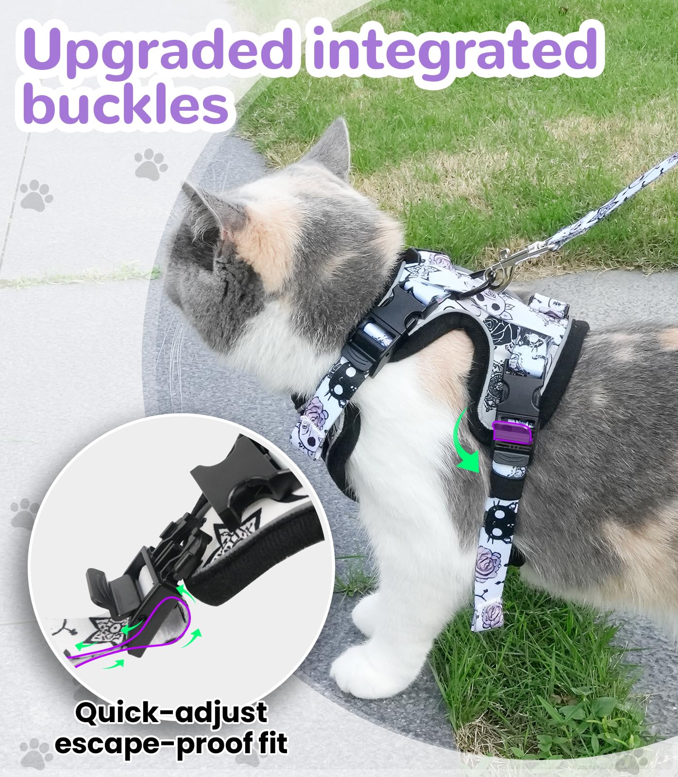 Close-up of the breathable mesh on the Halypet cat harness set.