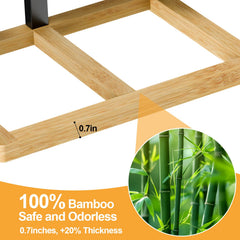 handrong Bamboo Raised Dog Bowl shown with its assembly components and instructions.