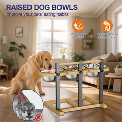 handrong Bamboo Raised Dog Bowl showing the broad, smooth base of the stand.