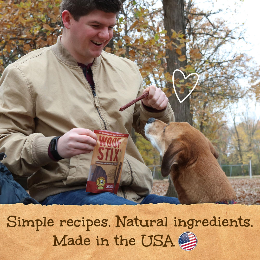 Happy Howie's Woof Stix product image focused on its ingredient information.