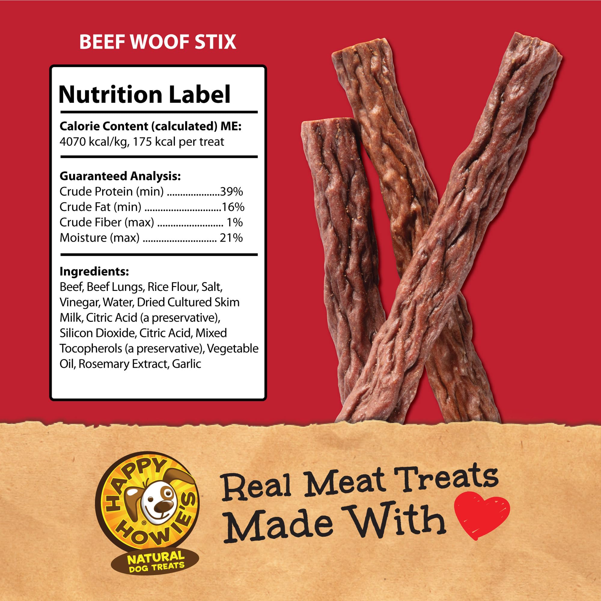 Happy Howie's Woof Stix displayed as a single pack of dog treats.