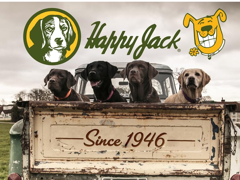 HAPPY JACK Ear Canker Powder featured in a home grooming routine.