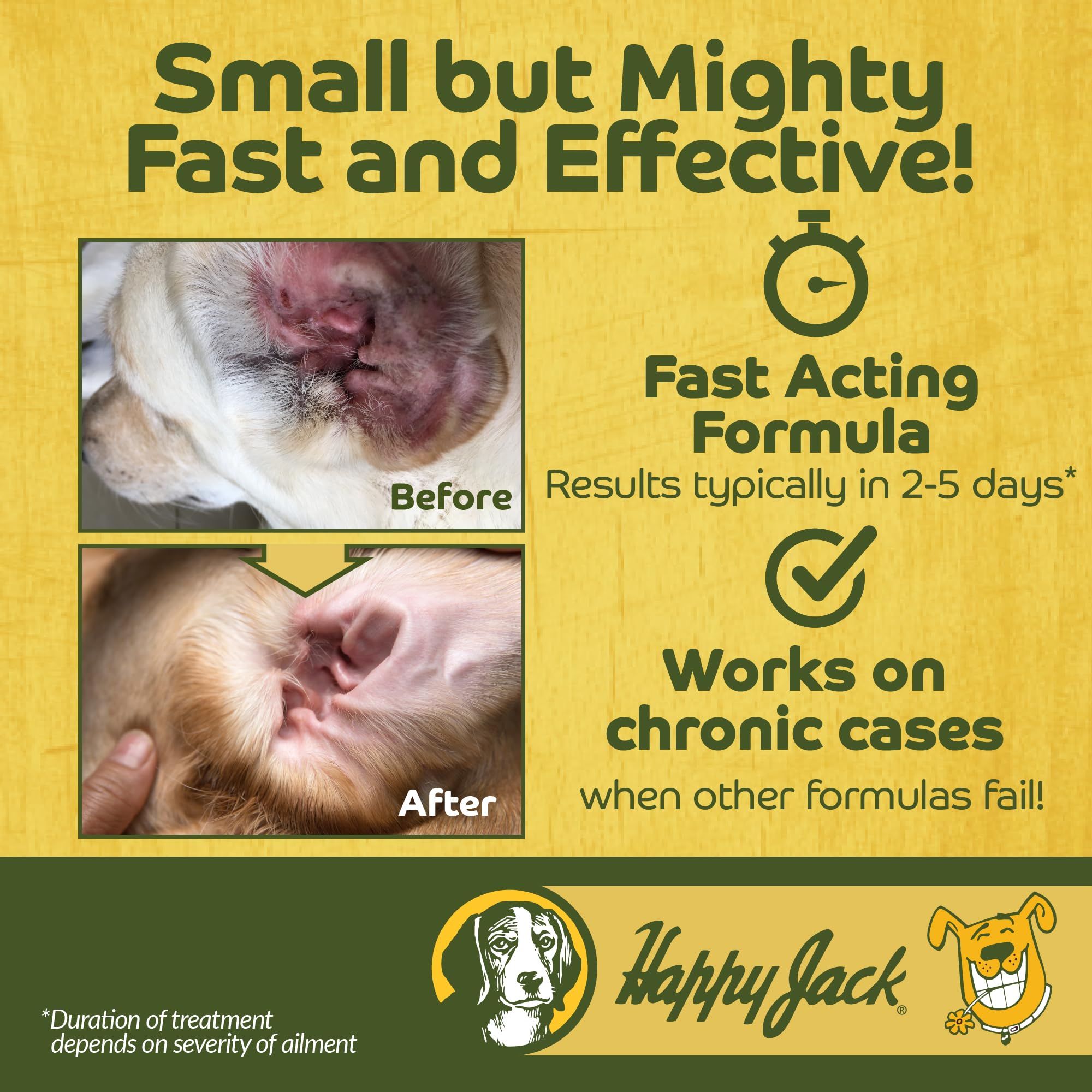 HAPPY JACK Ear Canker Powder label shown in close-up.