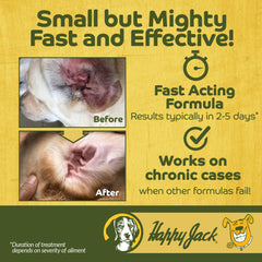 HAPPY JACK Ear Canker Powder label shown in close-up.