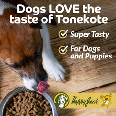 HAPPY JACK Tonekote dog supplement pump shown in a close-up view.