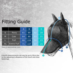 Harrison Howard CareMaster Pro fly mask showing its adjustable touch-and-go straps.