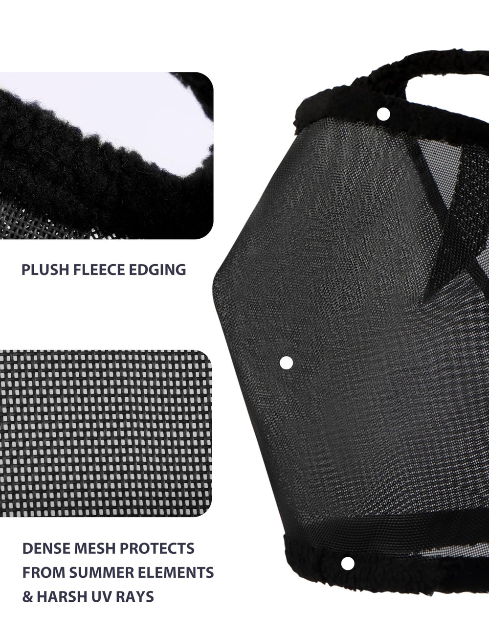 Harrison Howard mesh horse fly mask with its opening between the ears.