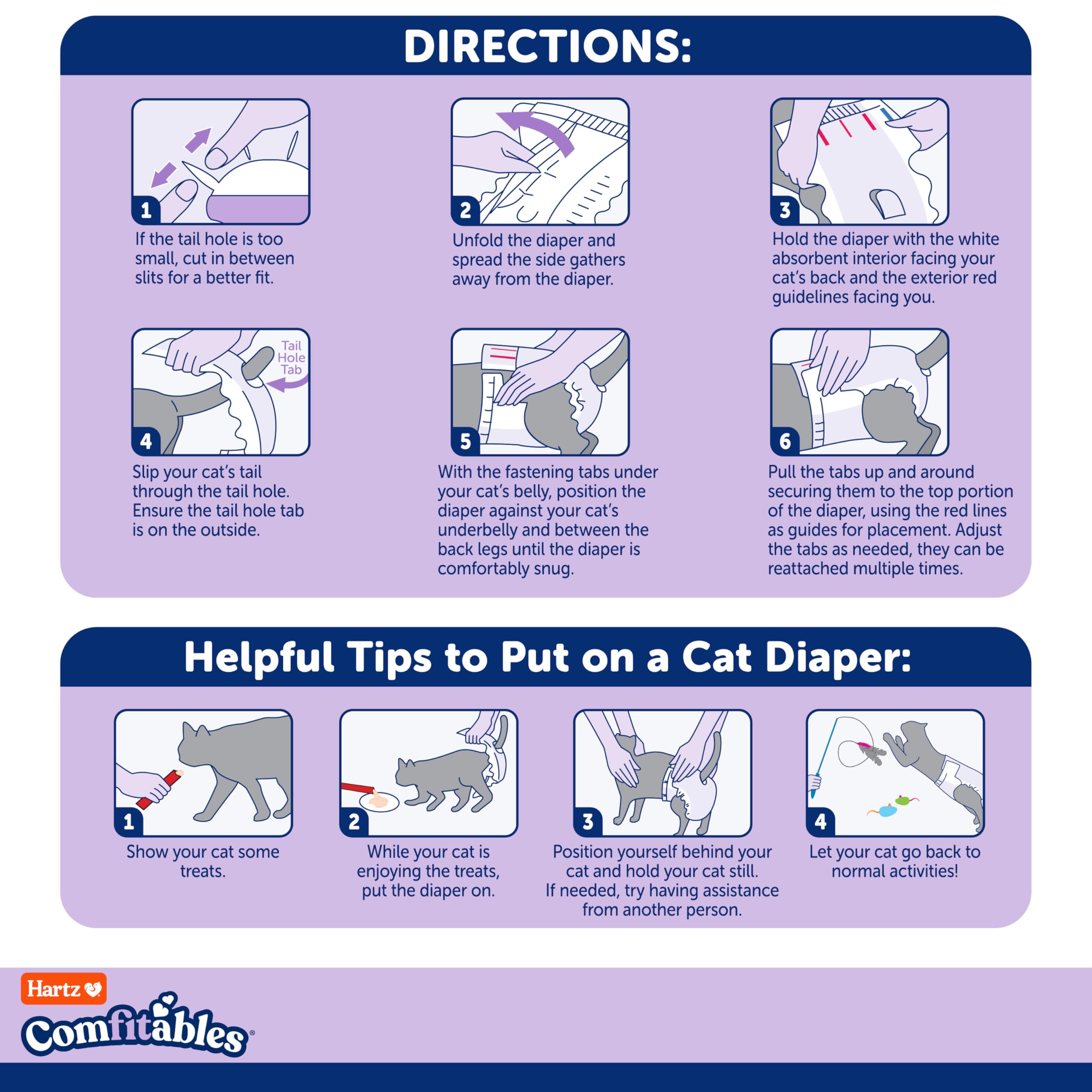 Hartz Comfitables Cat Diapers showing the two design options.