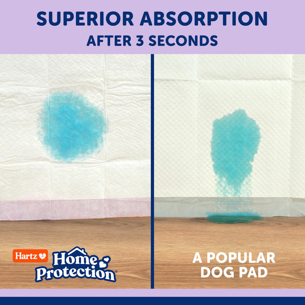 Hartz dog pads lavender odor-control feature shown on the product packaging.