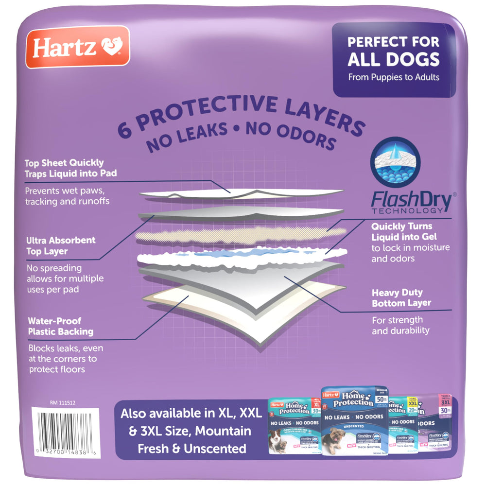 Hartz dog pads pack showing the 50-count package contents.