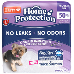 Hartz dog pads package front showing the Home Protection lavender-scented product.