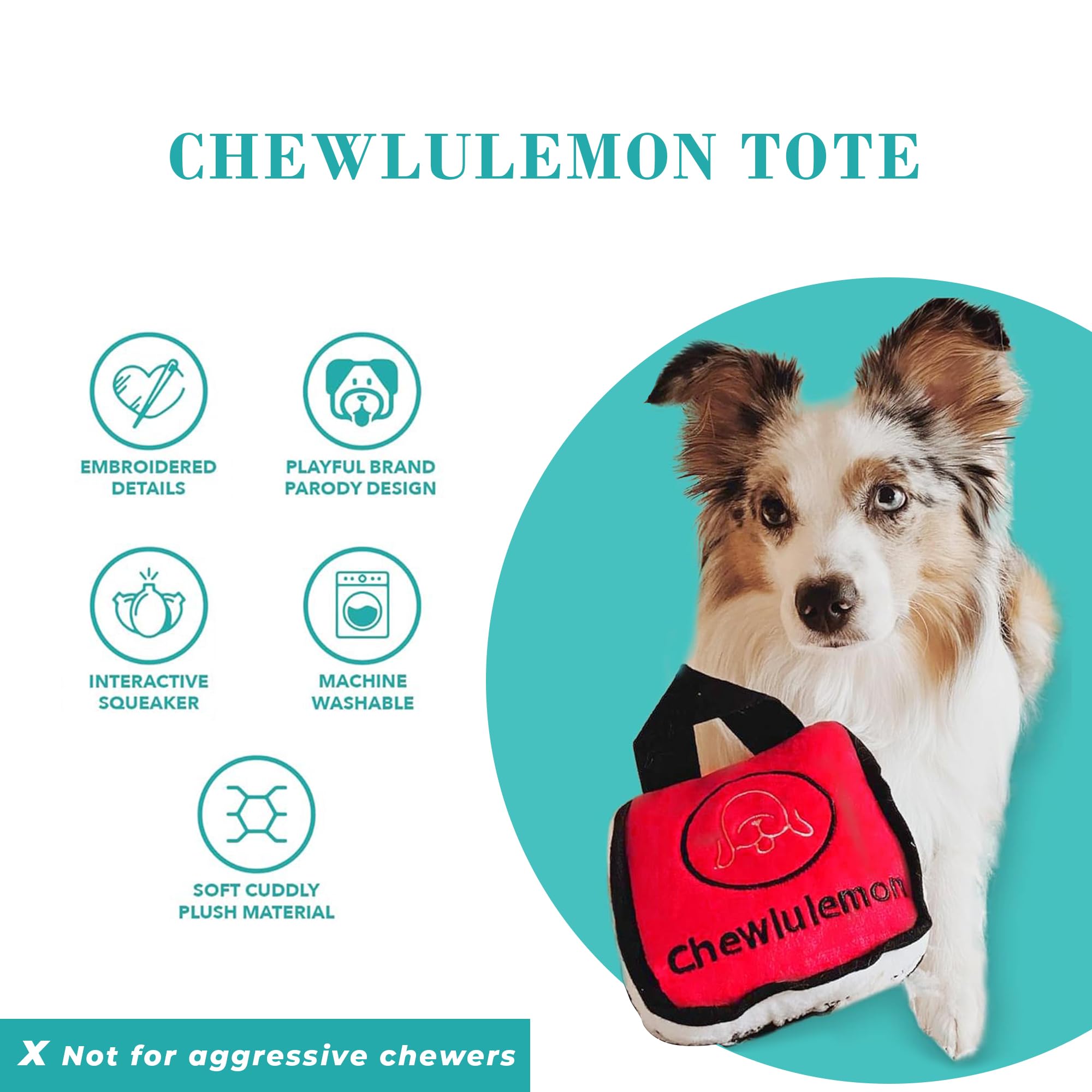 Haute Diggity Dog Chewlulemon Tote plush dog toy featured during a game of fetch.