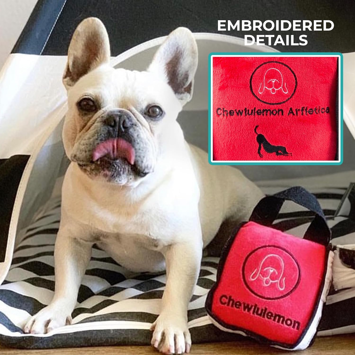 Haute Diggity Dog Chewlulemon Tote plush dog toy showing its soft plush exterior.
