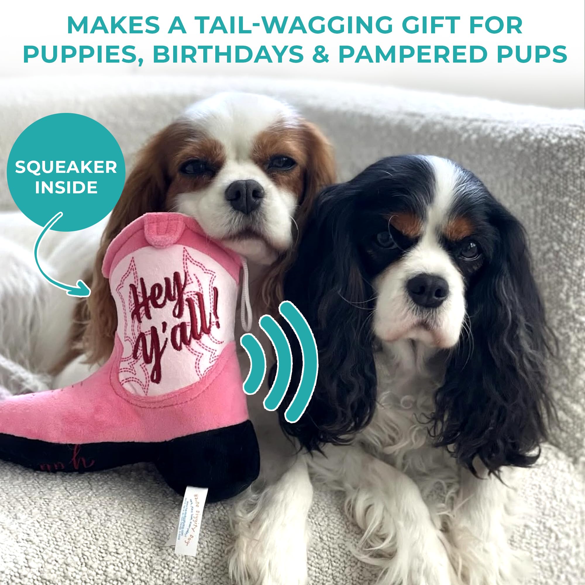 Haute Diggity Dog Cowgirl Boot plush dog toy shown from the back.