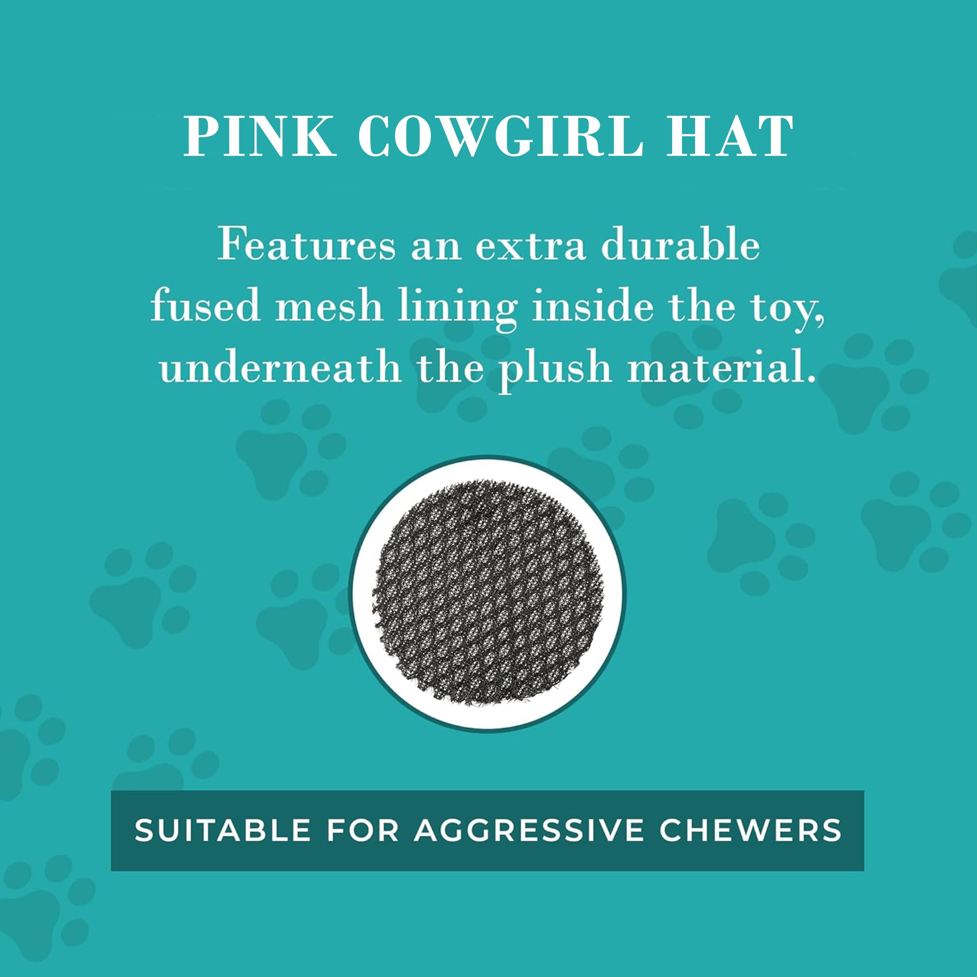 Haute Diggity Dog Cowgirl Hat Plush Dog Toy with its soft plush fabric in close view.