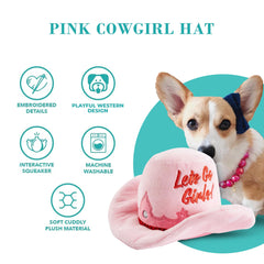 Haute Diggity Dog Cowgirl Hat Plush Dog Toy shown from the side.