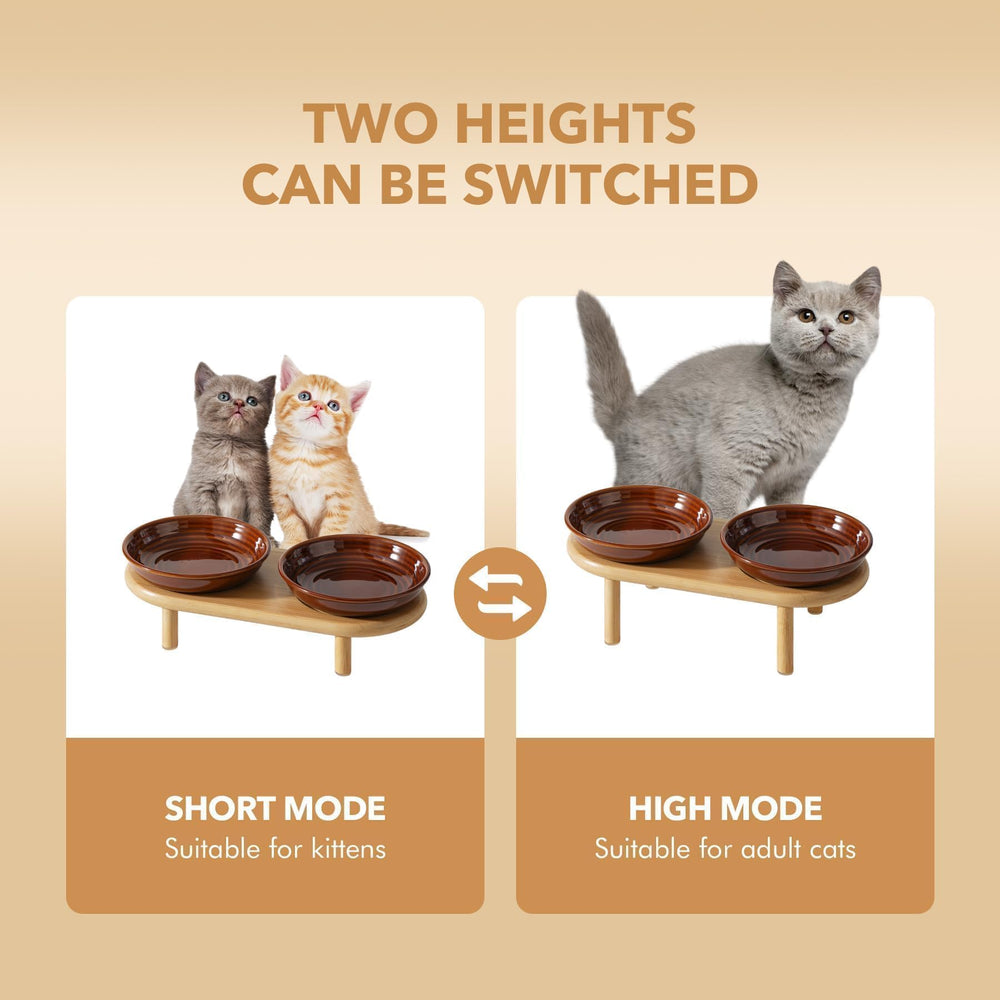 Havniva elevated cat bowls shown assembled with the dish resting in its stand.