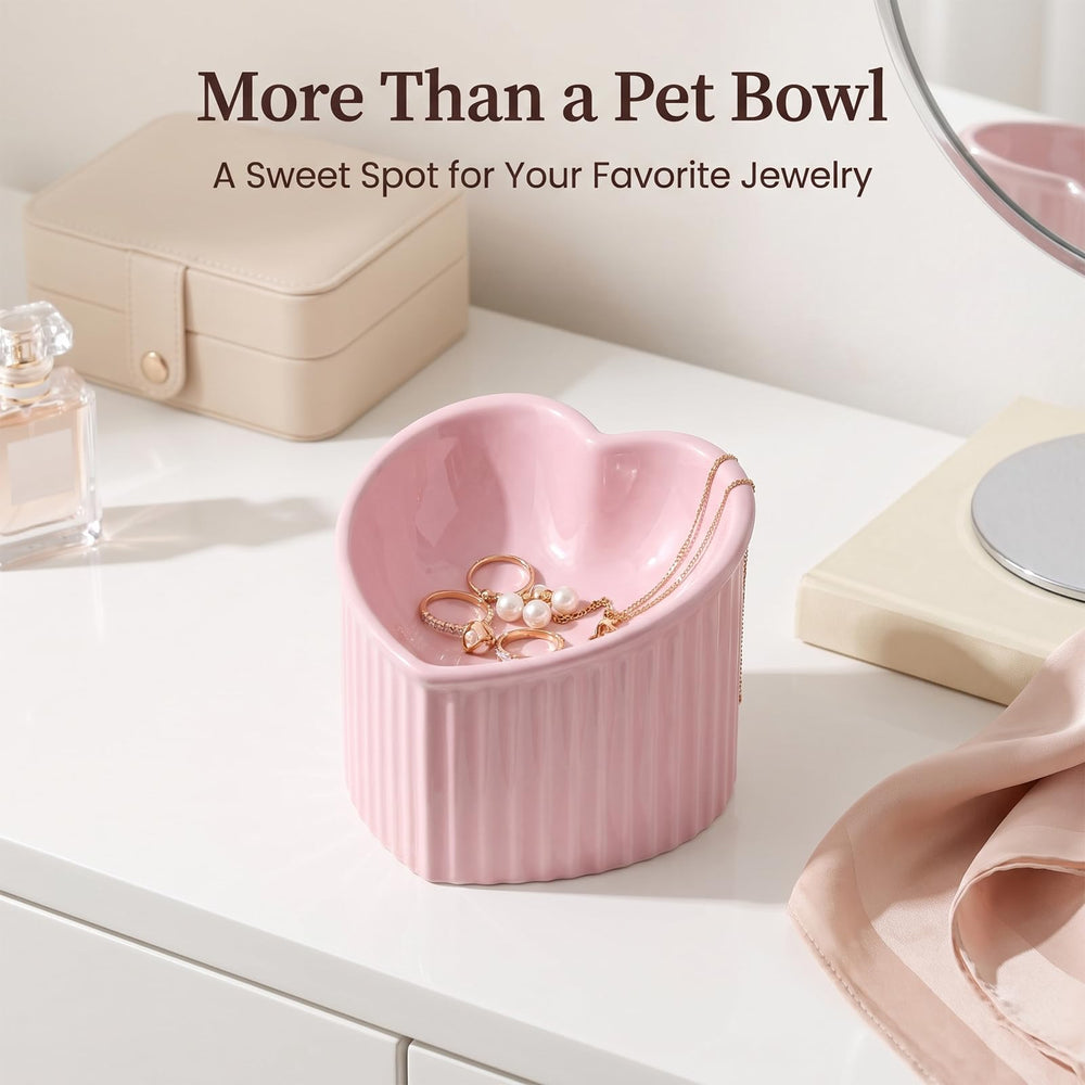 HCHLQLZ ceramic cat bowl shown while a cat eats.