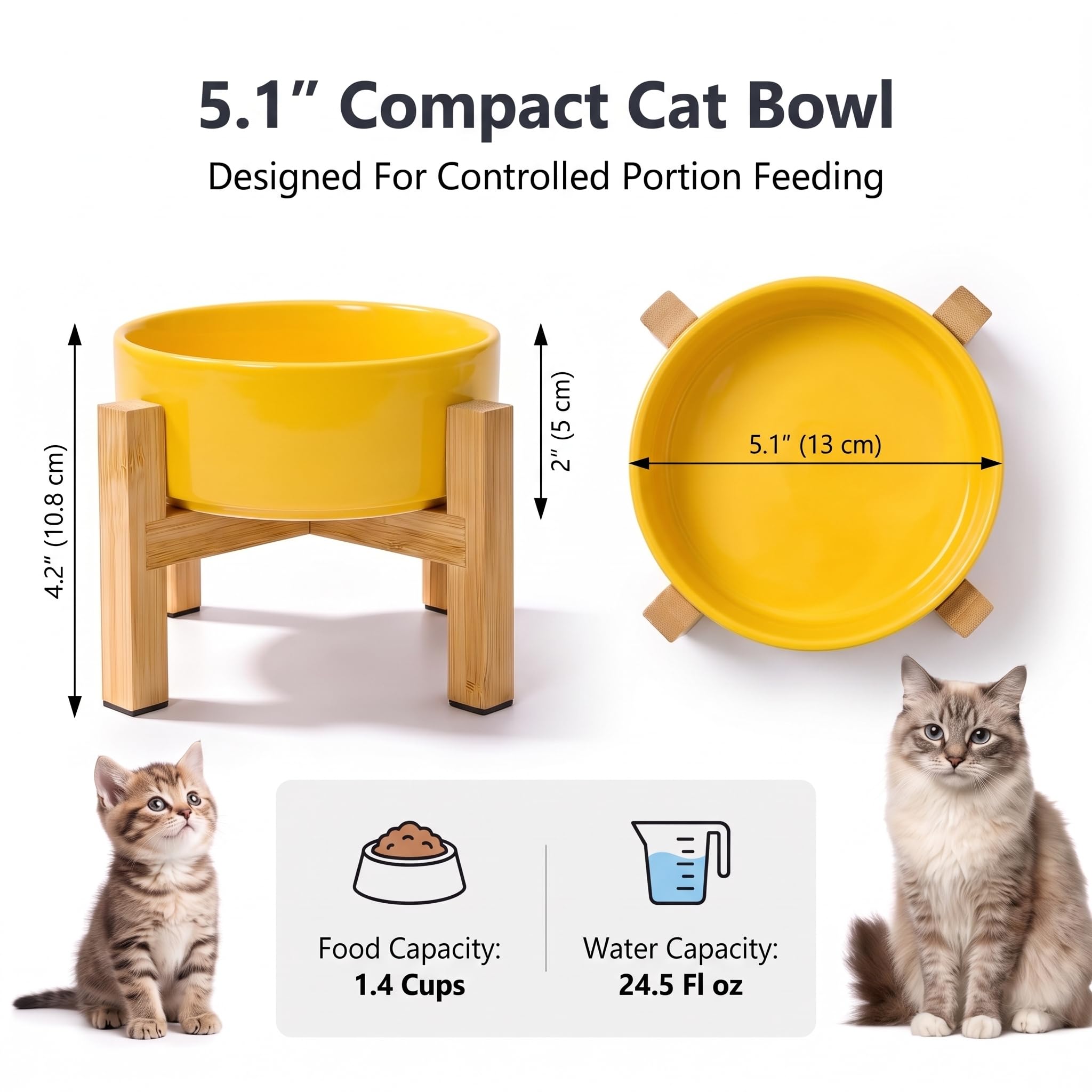 HCHLQLZ elevated cat bowl with a close view of its smooth ceramic surface.