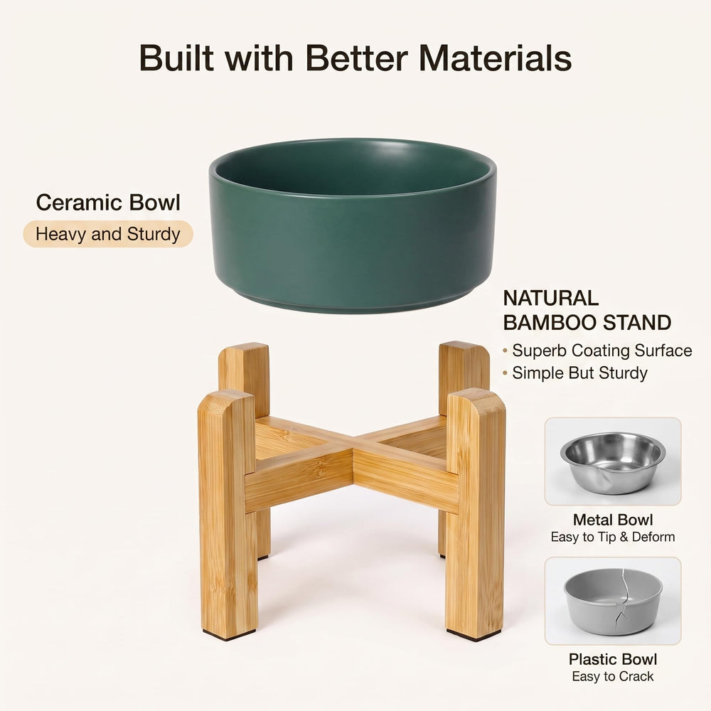 HCHLQLZ raised dog bowl shown from the side to reveal its elevated design.