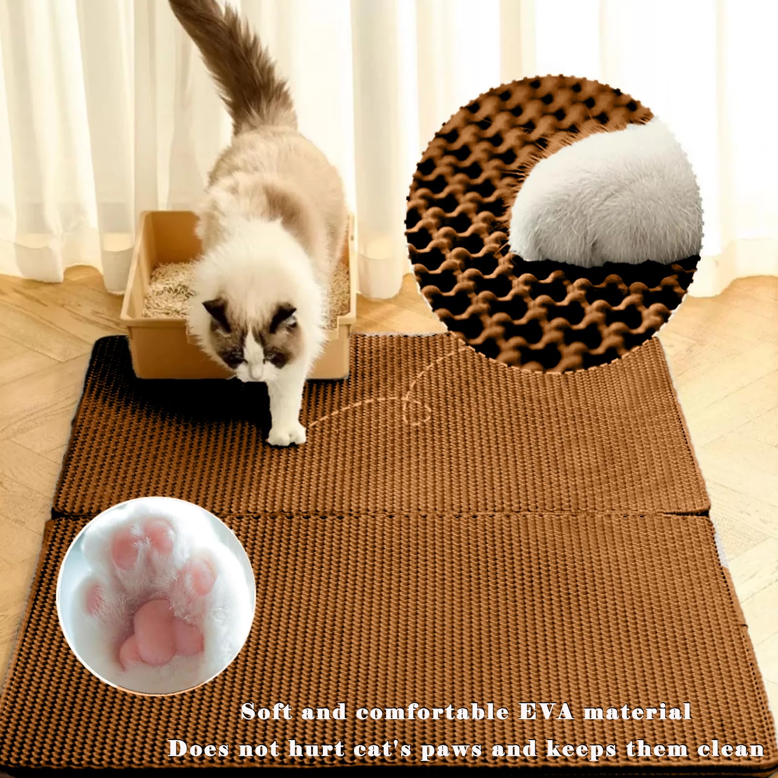 HCY&WLD Cat Litter Mat side detail showing its double-layer construction.