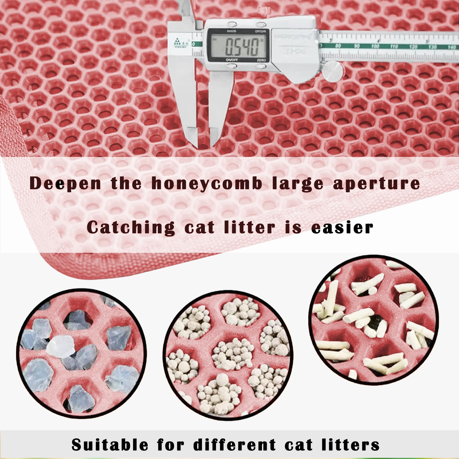 HCY&WLD cat litter mat showing its waterproof, non-slip bottom.