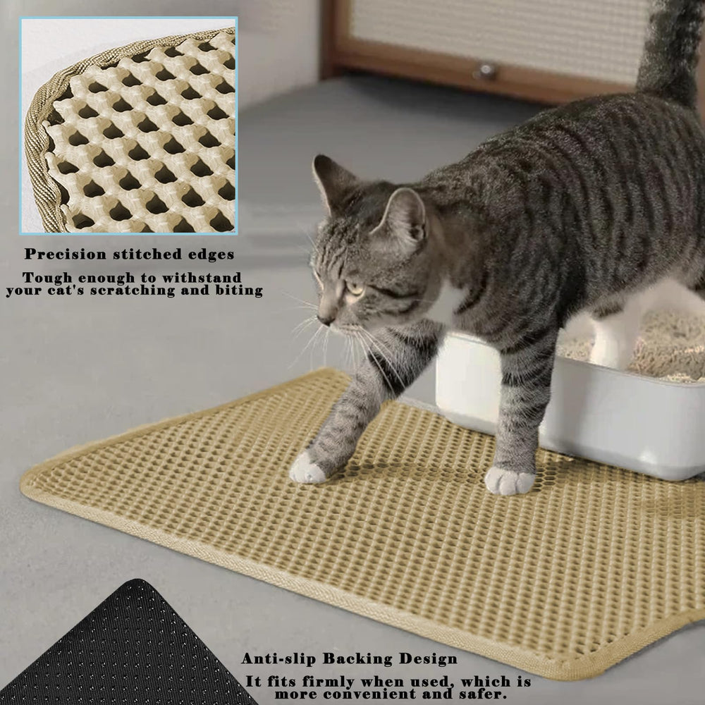 HCY&WLD Cat Litter Mat detail showing its double-layer construction at the edge.