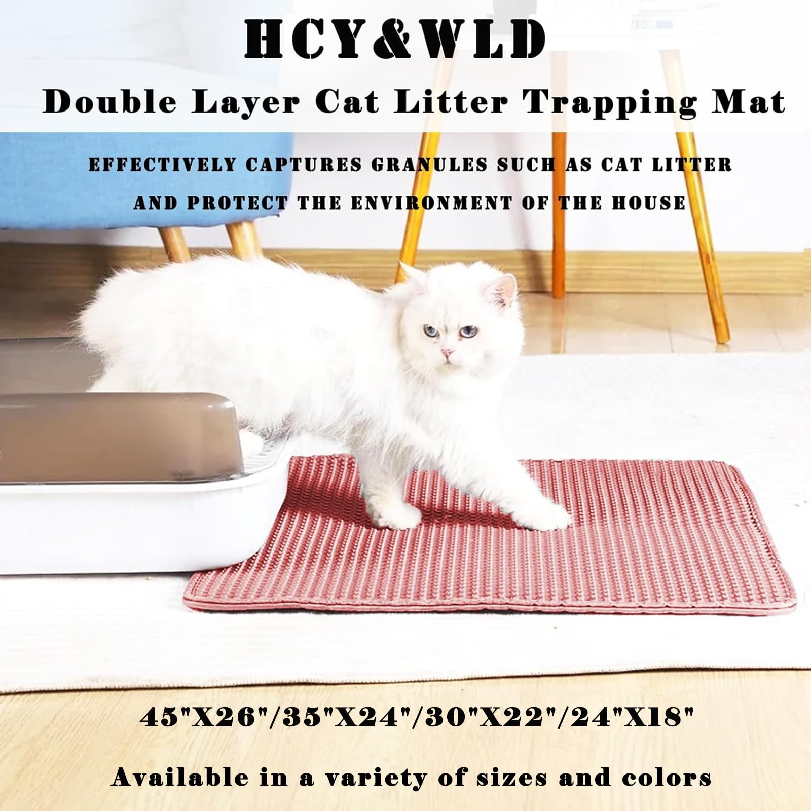 HCY&WLD cat litter mat close-up showing its large honeycomb holes.