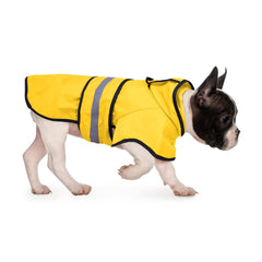 HDE Dog Raincoat shown from the front in yellow.