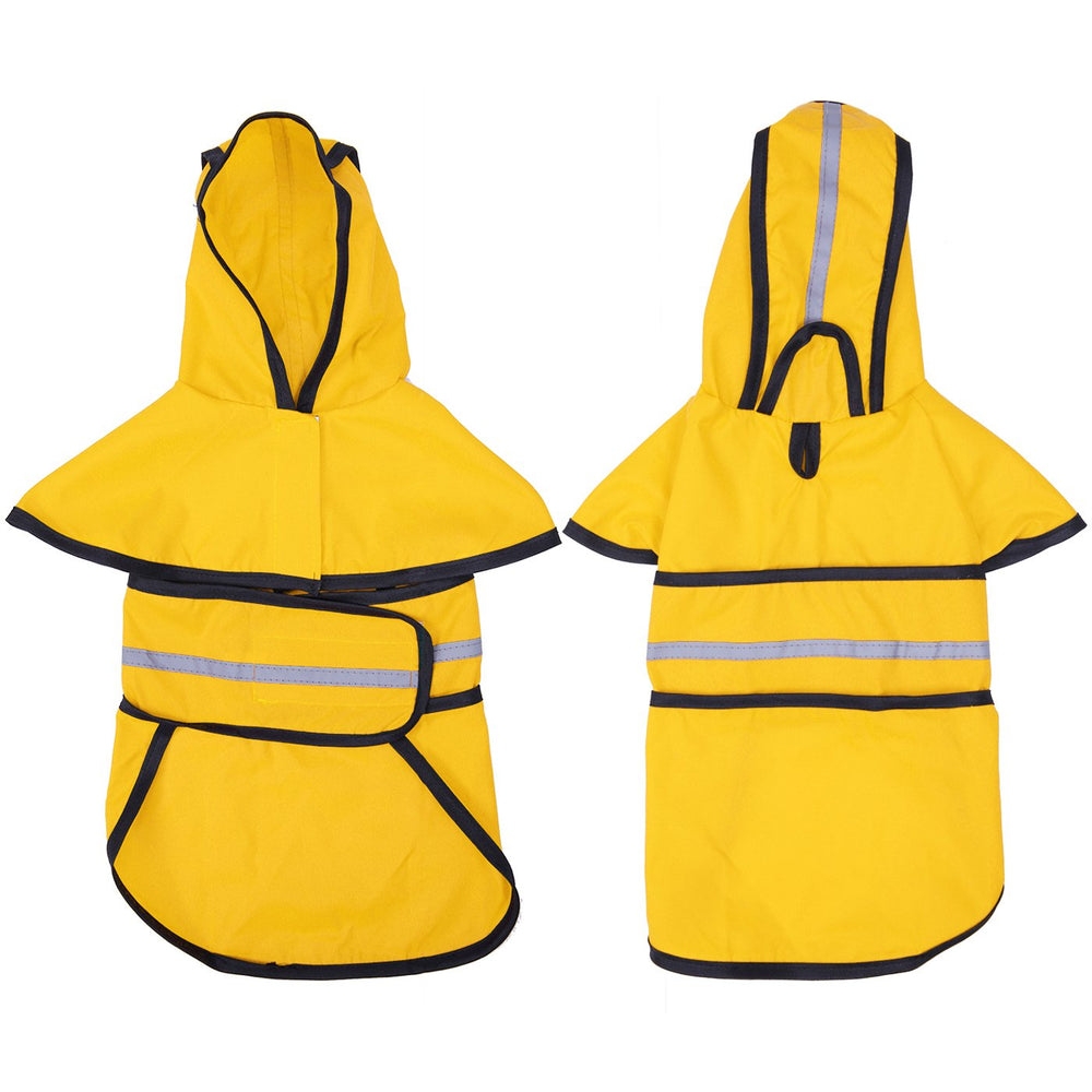 HDE Dog Raincoat reflective material shown in detail.