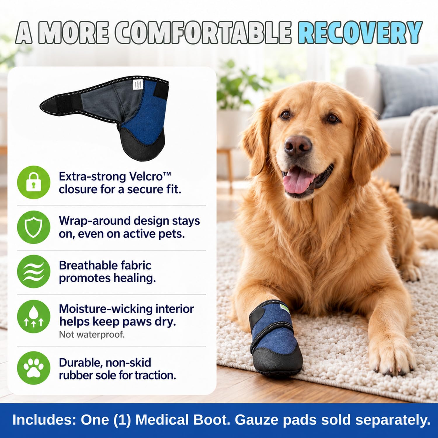 Healers Medical Dog Boot shown as a single boot.