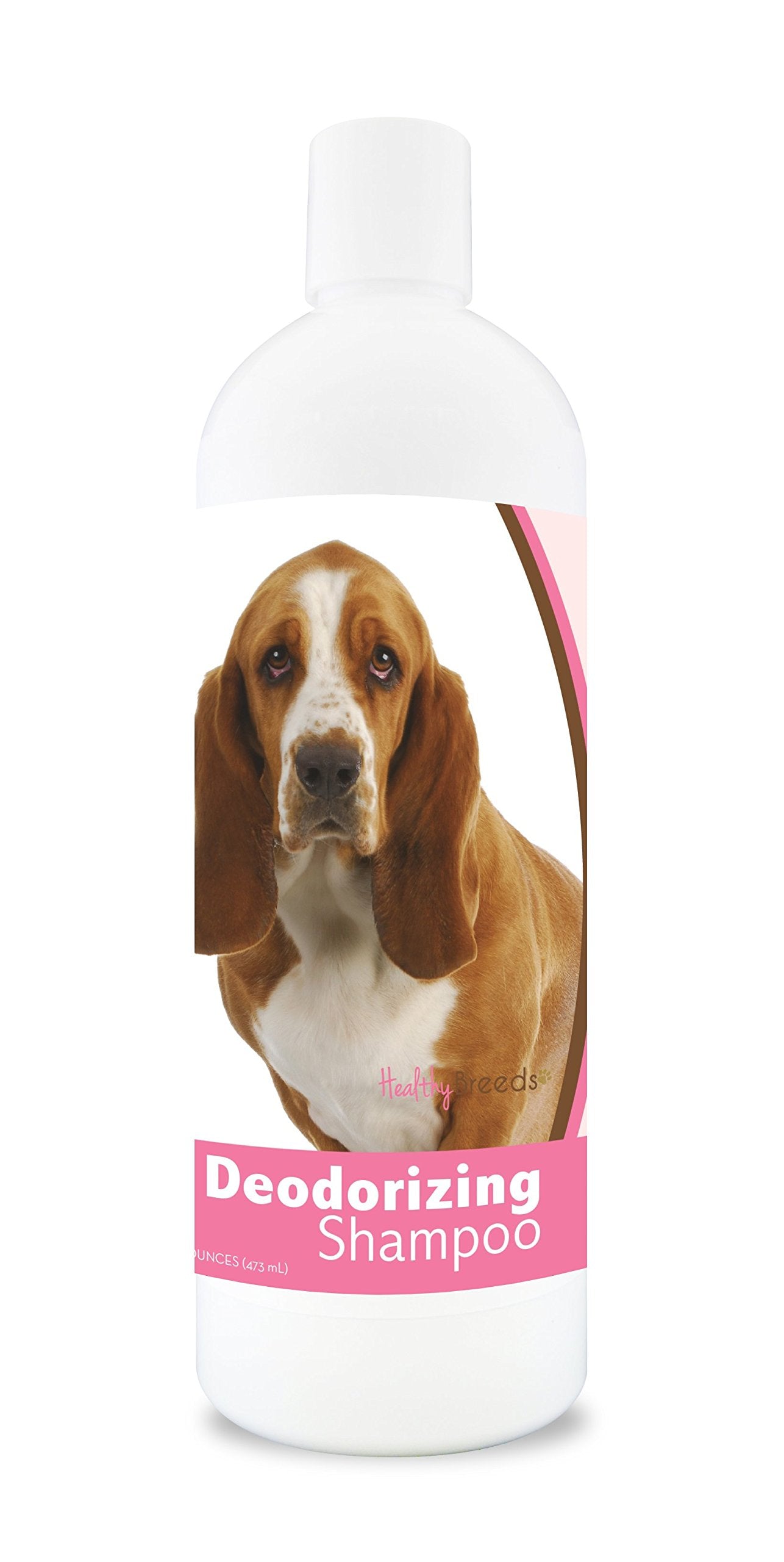 Healthy Breeds Basset Hound Deodorizing Shampoo bottle shown from the front.