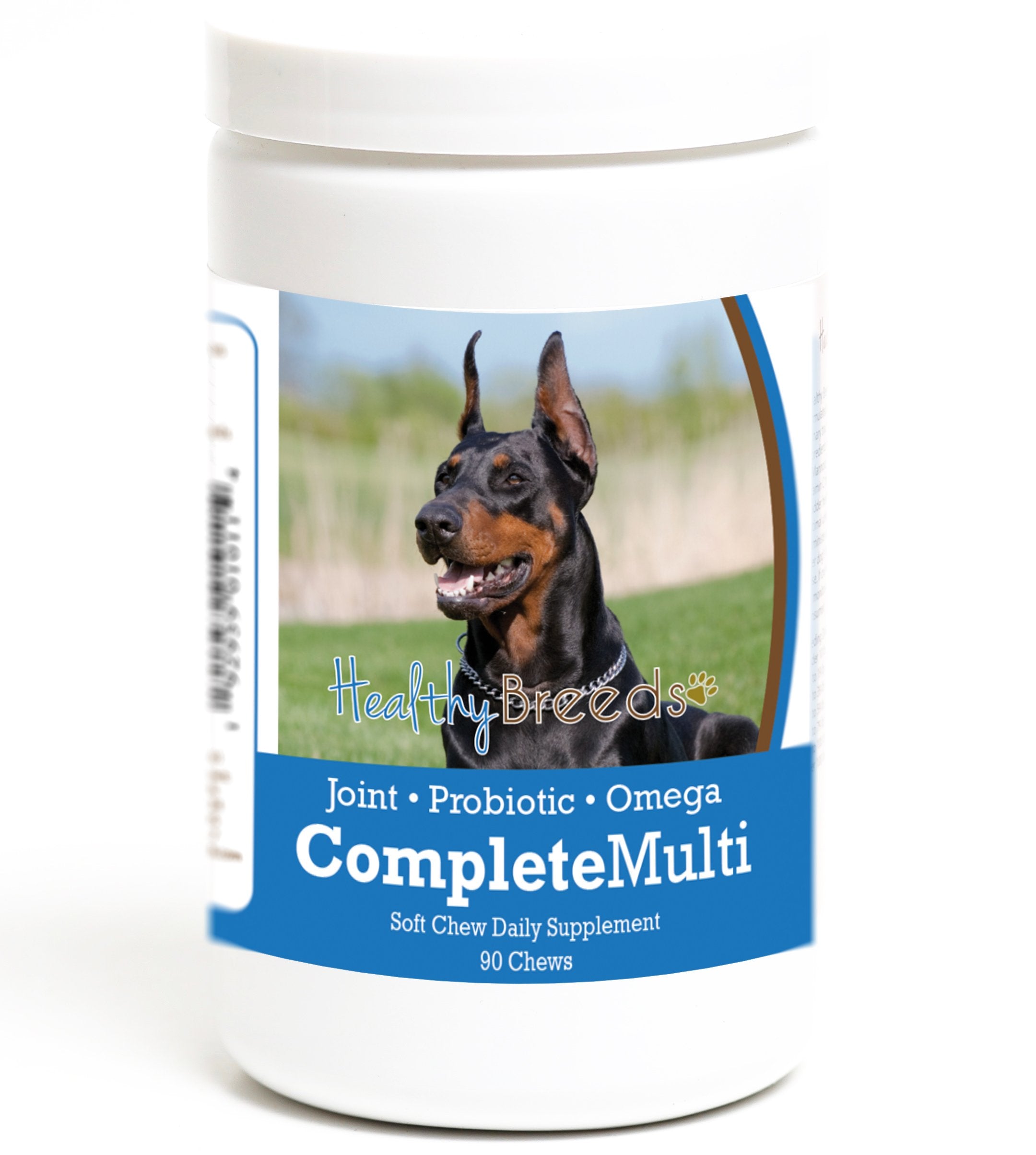 Healthy Breeds Doberman Pinscher multivitamin soft chews shown in a front-facing product view.