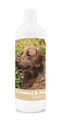 Healthy Breeds oatmeal shampoo with aloe shown from the front of the bottle.