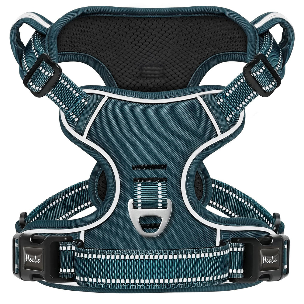 HEELE small dog harness shown from the front in blackish green.