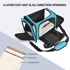 Henkelion pet carrier showing mesh panels on all four sides.