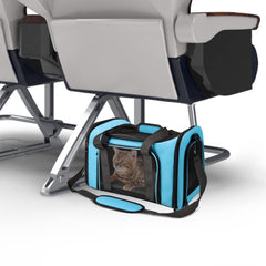 Henkelion pet carrier with the adjustable padded shoulder strap.