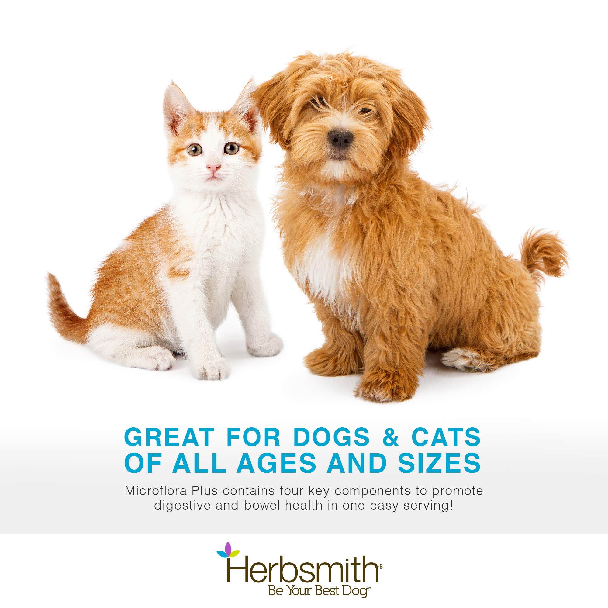 Herbsmith Microflora Plus shown mixed into dog food.