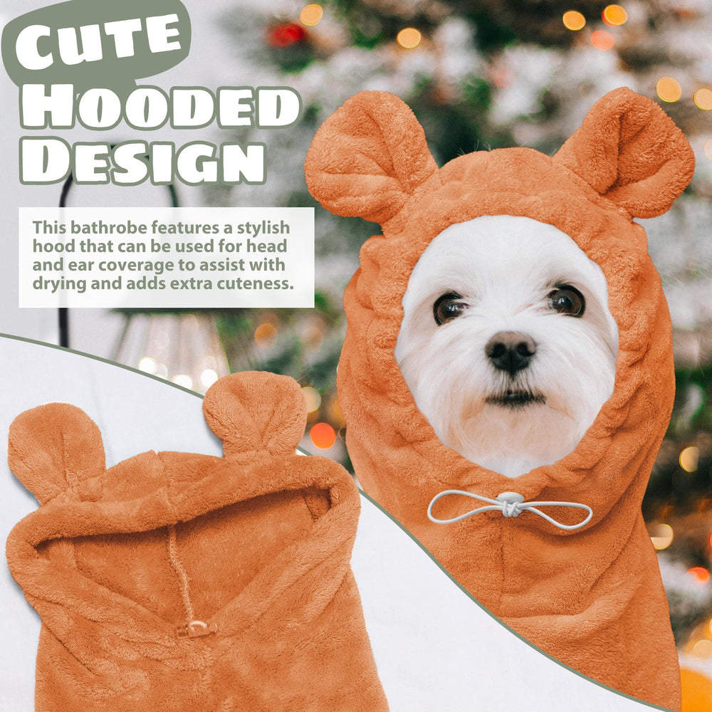 HhiMyOct dog bathrobe microfiber fabric shown in a close-up.
